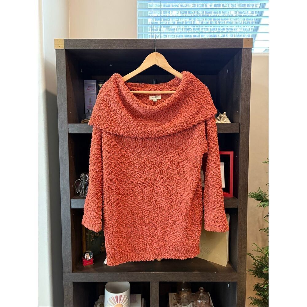 Umgee Manhattan Mornings Cowl Neck Sweater In Pumpkin Orange Size Small - Picture 2 of 6